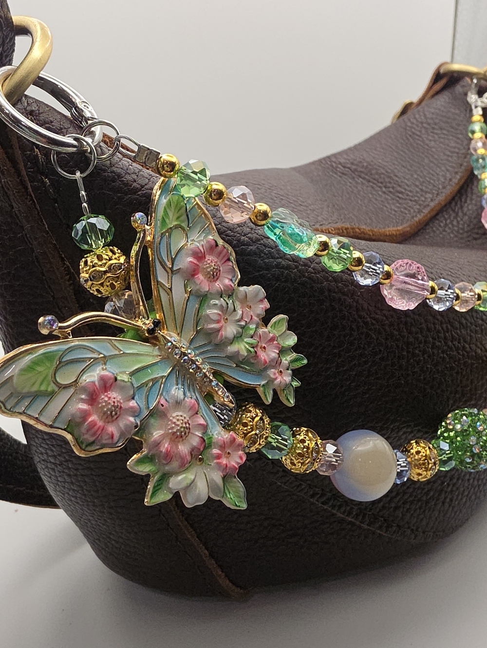 Floral Butterfly Pendant Keychain/Purse Accent - (Purse Not Incl.)